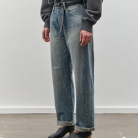 Yoko Sakamoto Denim Straight Pants, Used Fade Indigo