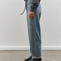 Yoko Sakamoto Denim Straight Pants, Used Fade Indigo