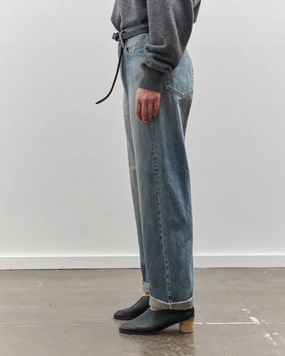 Yoko Sakamoto Denim Straight Pants, Used Fade Indigo