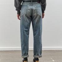 Yoko Sakamoto Denim Straight Pants, Used Fade Indigo