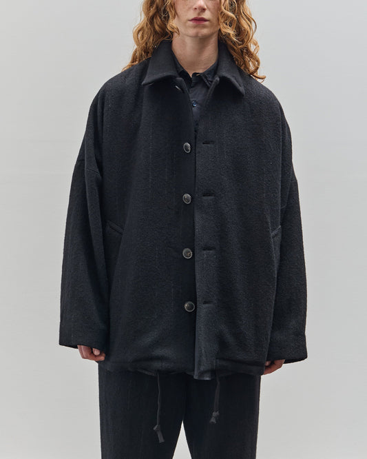 Yoko Sakamoto Kasuri Coach Jacket, Black Broken Stripe