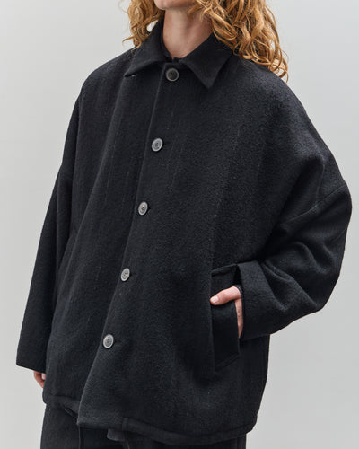 Yoko Sakamoto Kasuri Coach Jacket, Black Broken Stripe