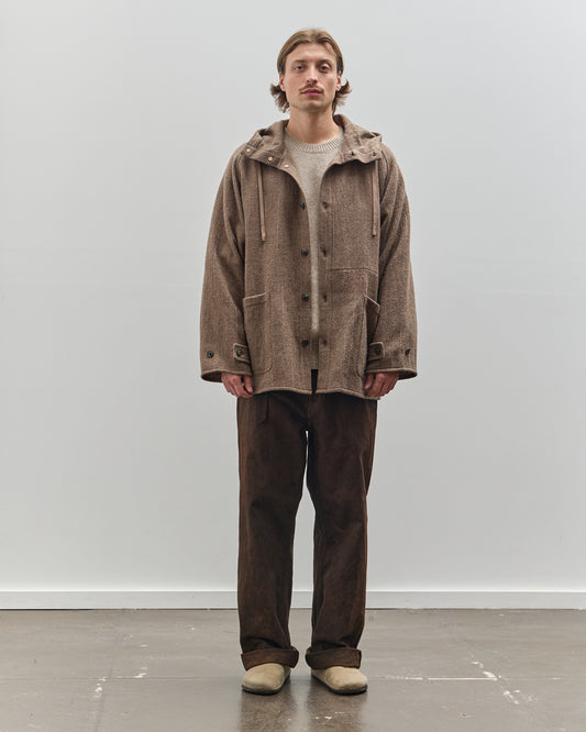 Yoko Sakamoto Unisex Kasuri Parka, Brown Broken Stripe