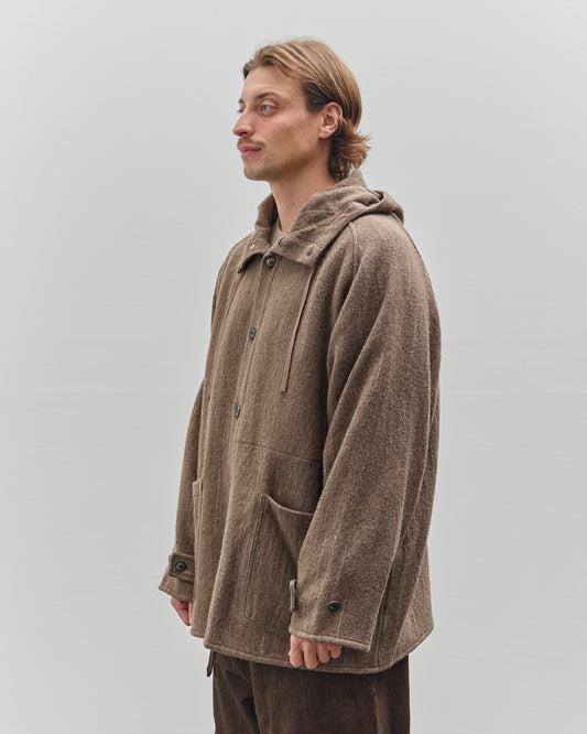 Yoko Sakamoto Unisex Kasuri Parka, Brown Broken Stripe