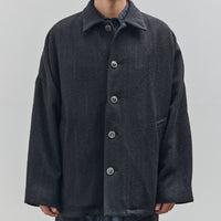 Yoko Sakamoto Unisex Kasuri Coach Jacket, Black Broken Stripe