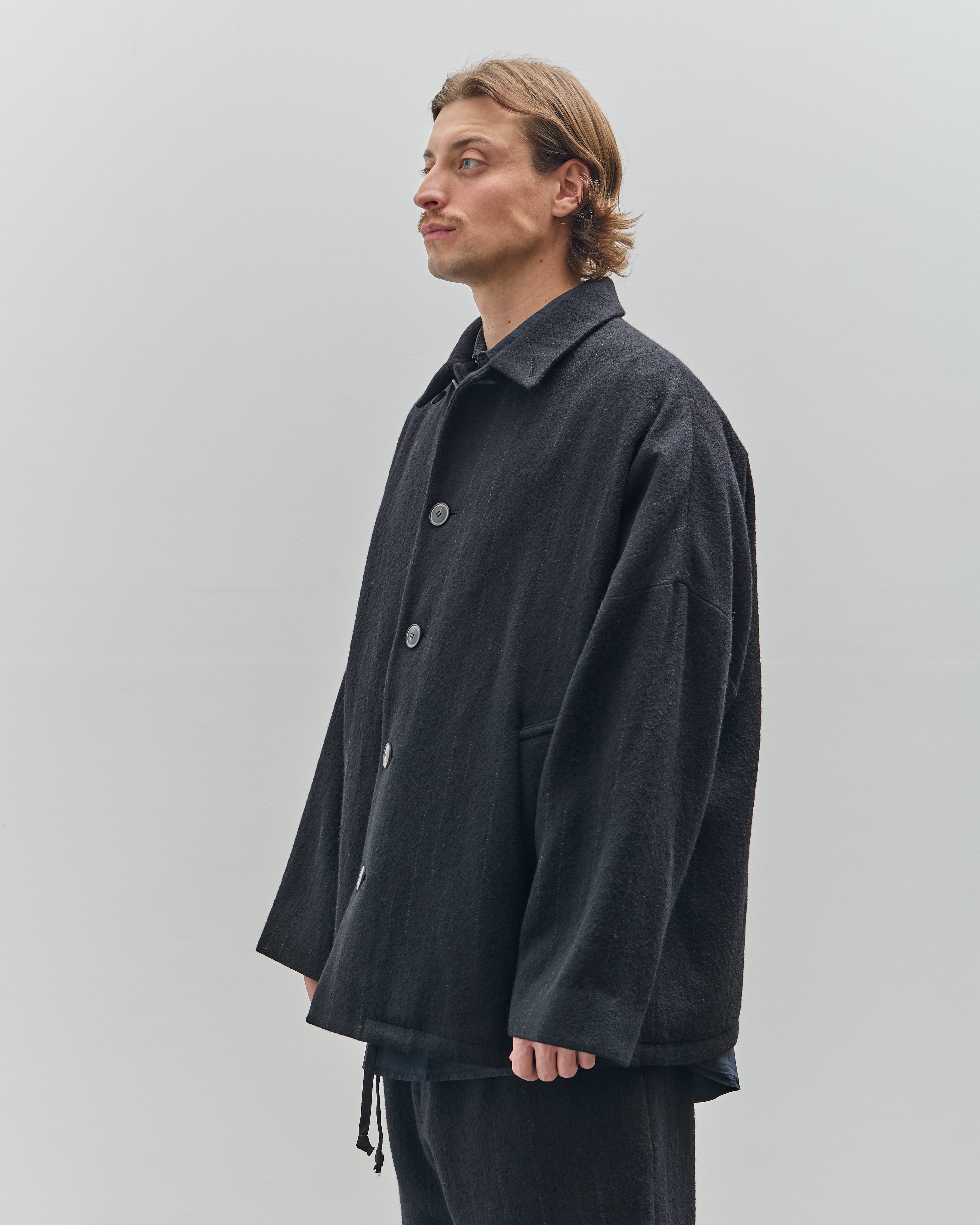 Yoko Sakamoto Unisex Kasuri Coach Jacket, Black Broken