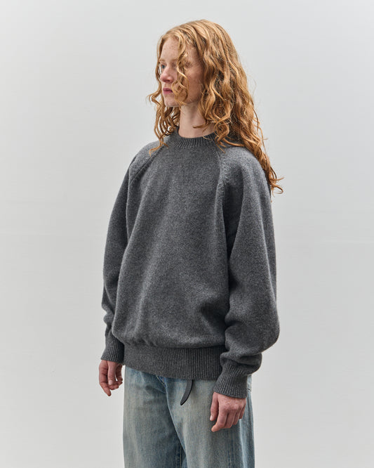 Yoko Sakamoto Raglan Crewneck Knit, Heather Grey