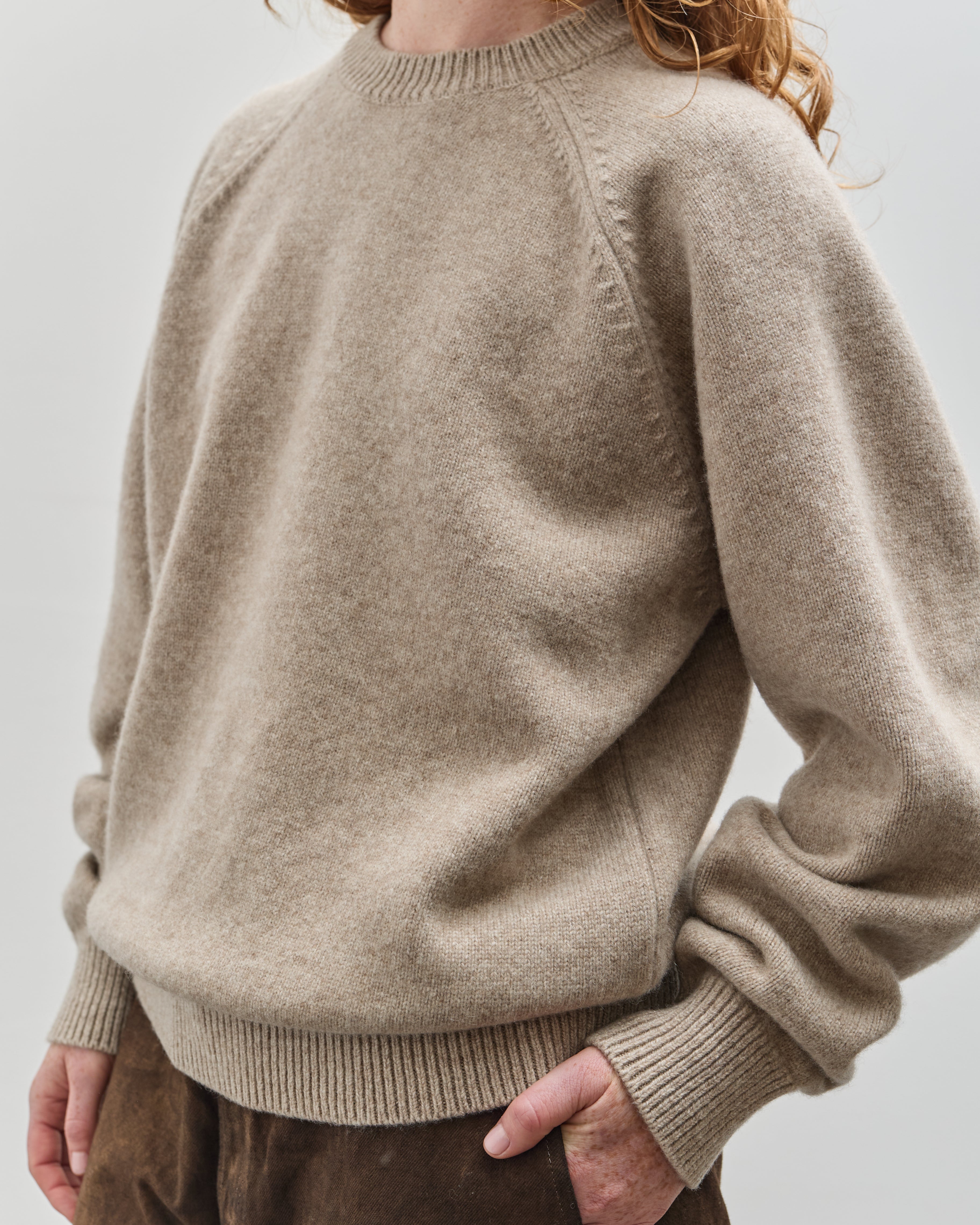 Yoko Sakamoto Raglan Crewneck Knit, Beige – Glasswing