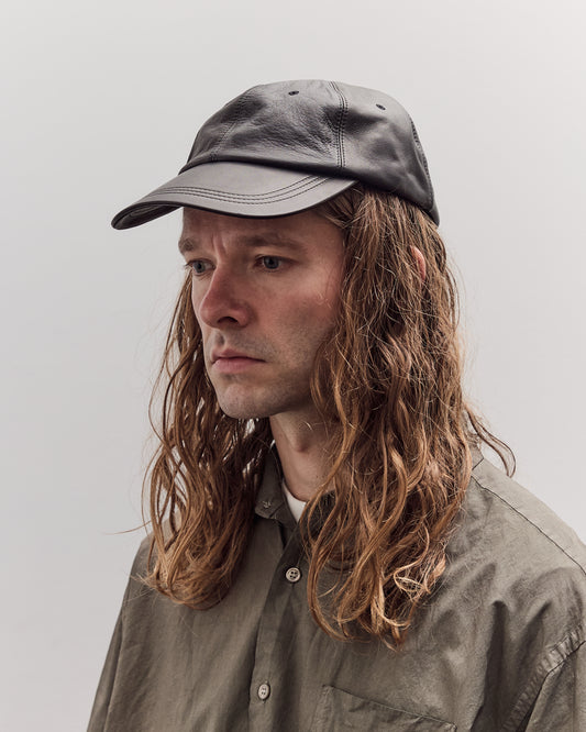 Gift Shop Cap, Black Leather