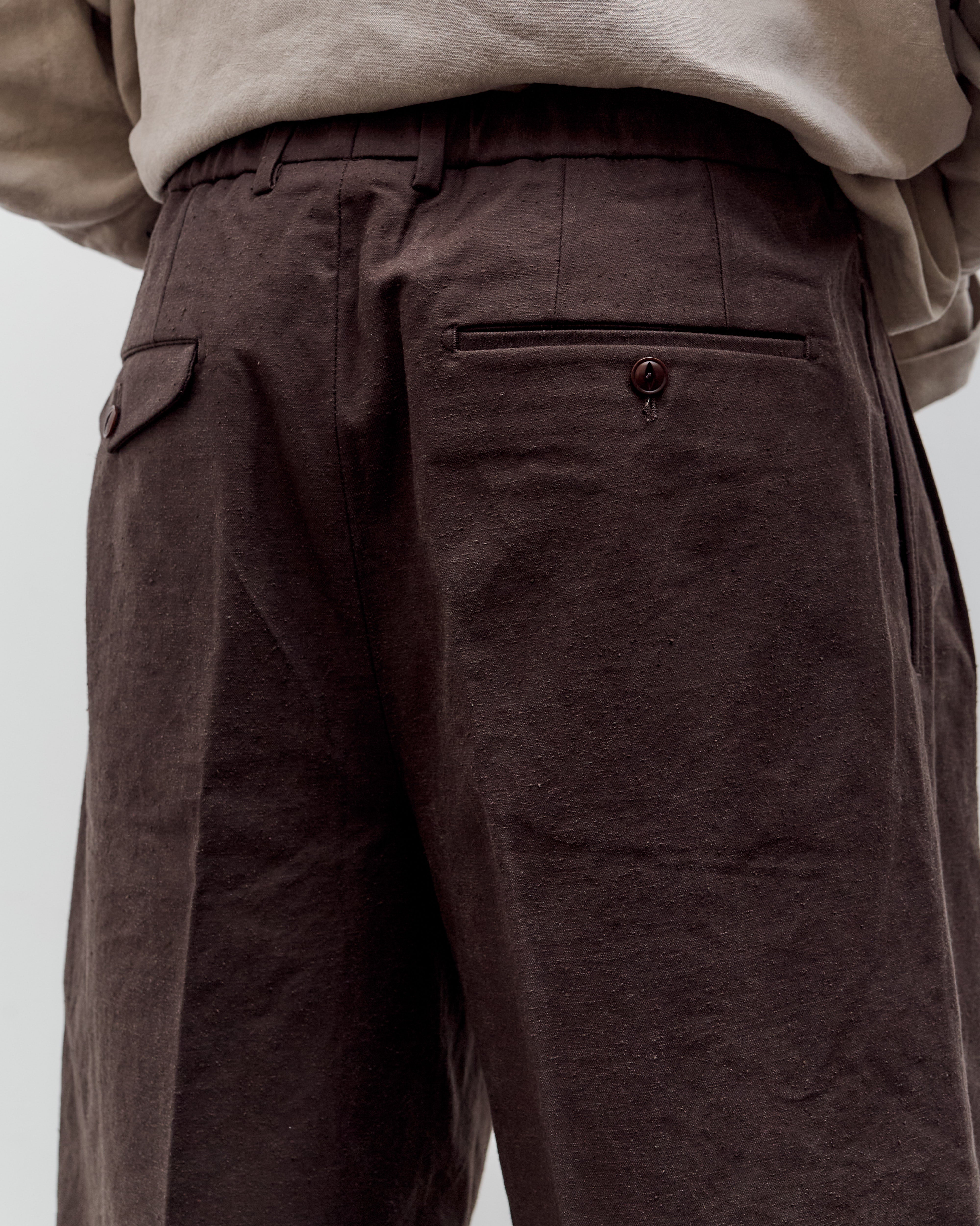 Yoko Sakamoto Double Pleated Short, Brown – Glasswing