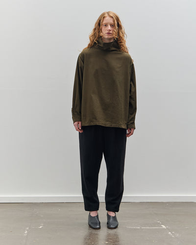 Yoko Sakamoto Brushed Cotton High Neck Pullover, Olive