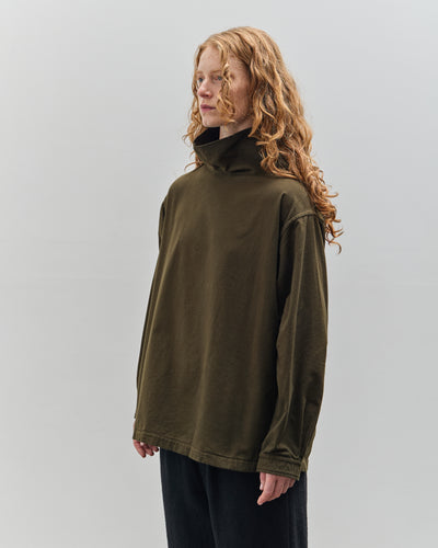 Yoko Sakamoto Brushed Cotton High Neck Pullover, Olive