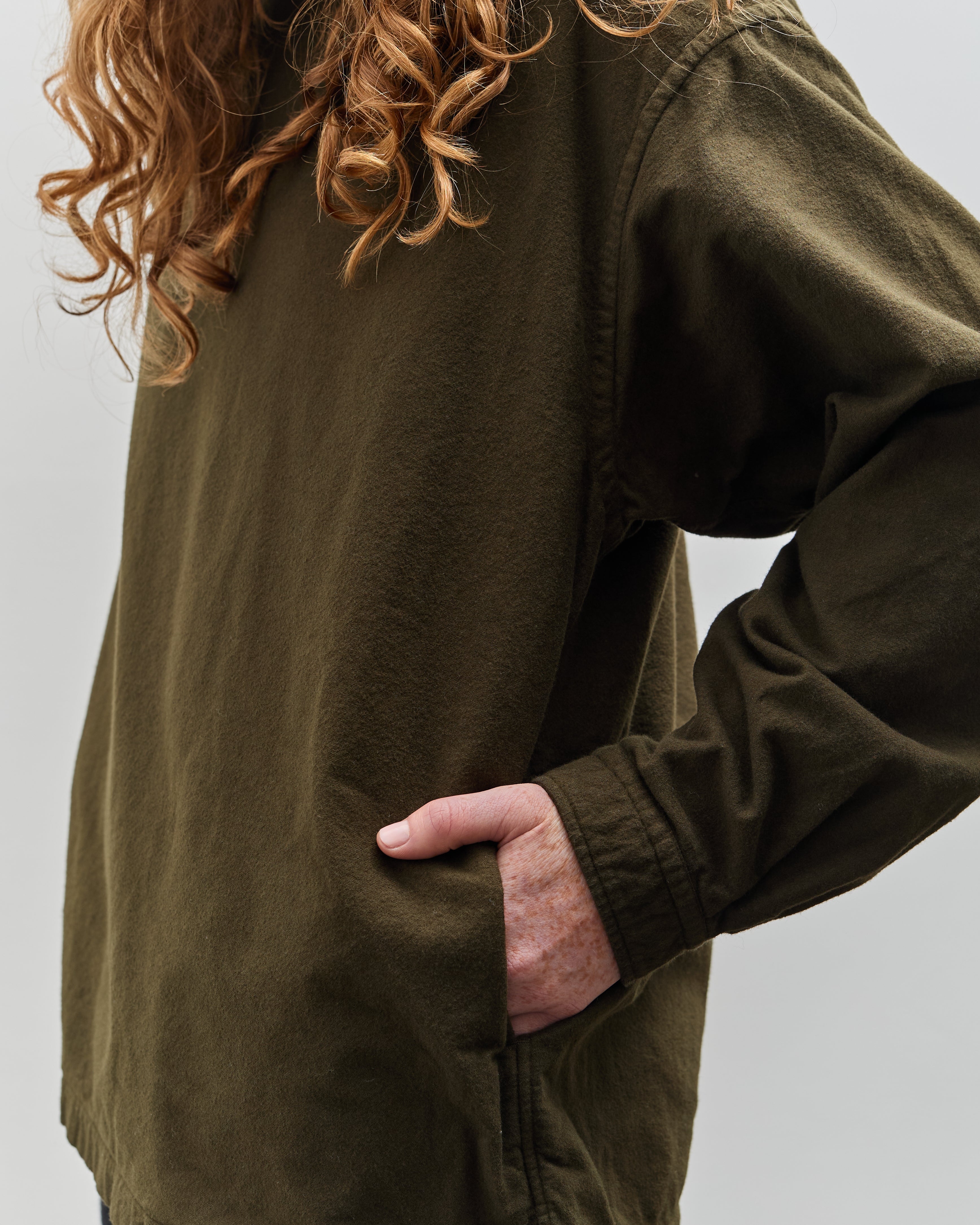 Yoko Sakamoto Brushed Cotton High Neck Pullover, Olive – Glasswing