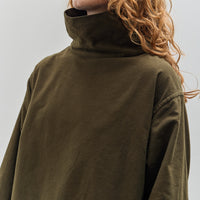 Yoko Sakamoto Brushed Cotton High Neck Pullover, Olive