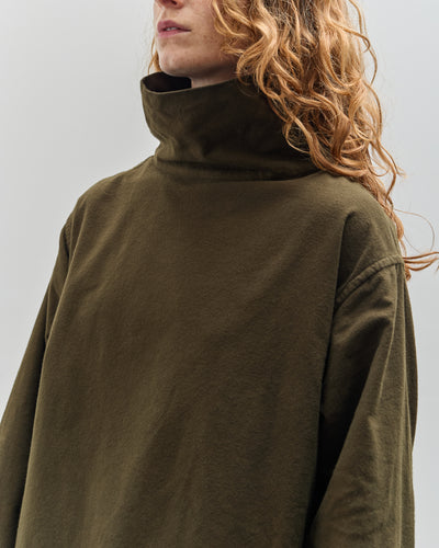 Yoko Sakamoto Brushed Cotton High Neck Pullover, Olive