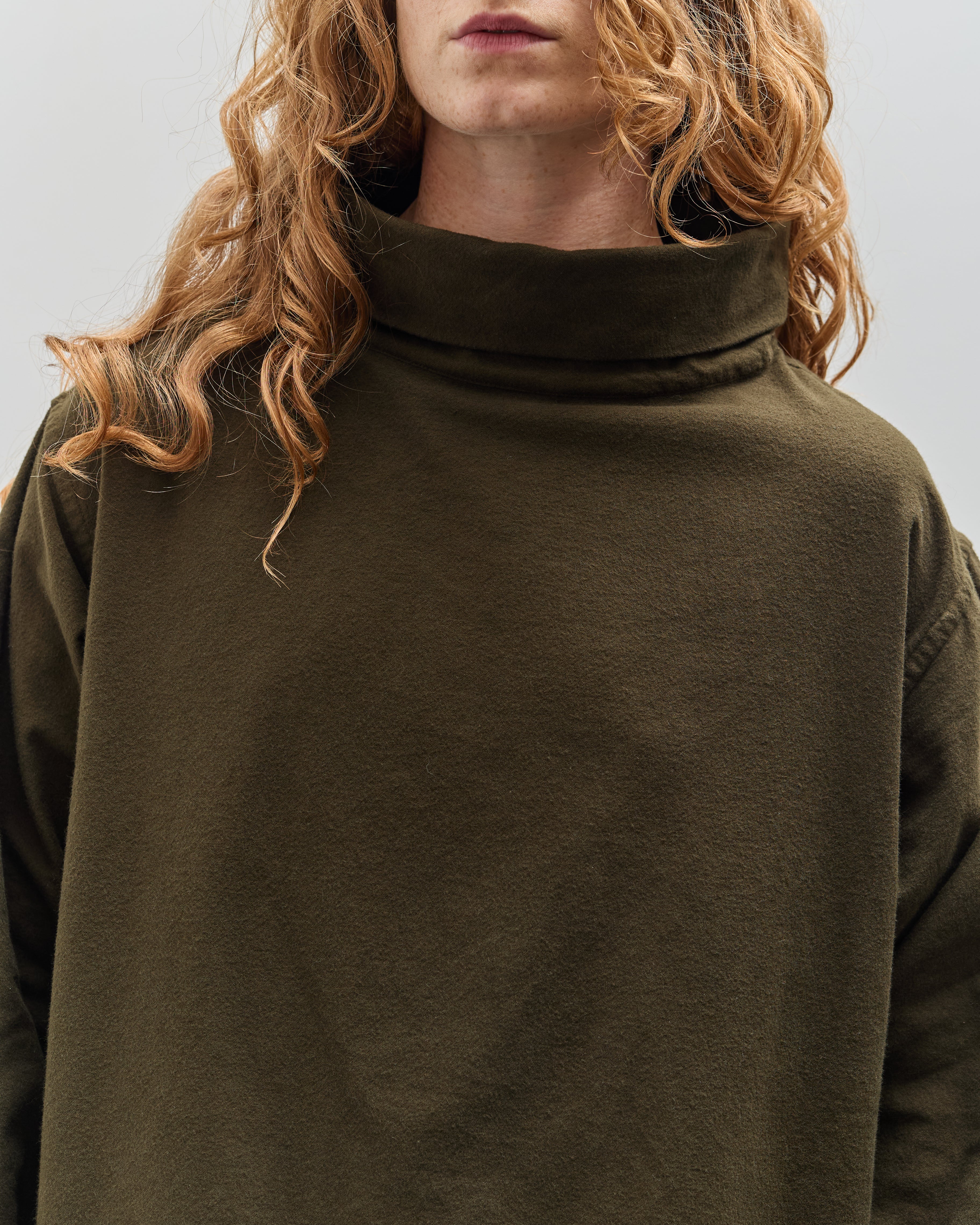 Yoko Sakamoto Brushed Cotton High Neck Pullover, Olive – Glasswing