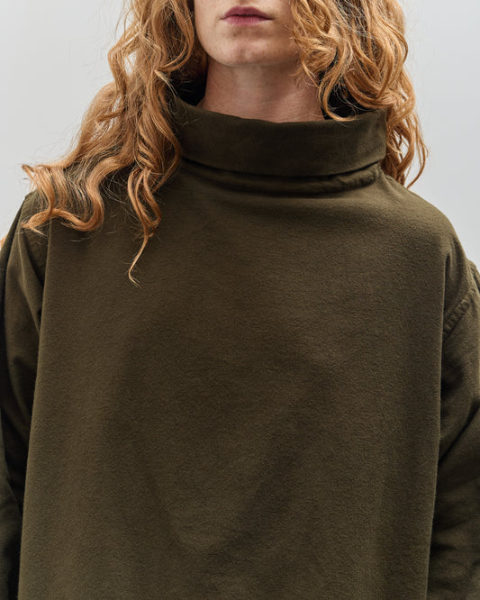 Yoko Sakamoto Brushed Cotton High Neck Pullover, Olive