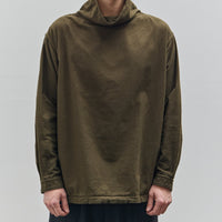 Yoko Sakamoto Unisex Brushed Cotton High Neck Pullover, Olive