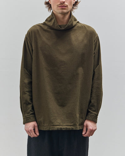 Yoko Sakamoto Unisex Brushed Cotton High Neck Pullover, Olive