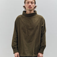 Yoko Sakamoto Unisex Brushed Cotton High Neck Pullover, Olive