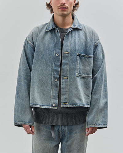 Yoko Sakamoto Unisex Denim Jacket, Used Fade Indigo