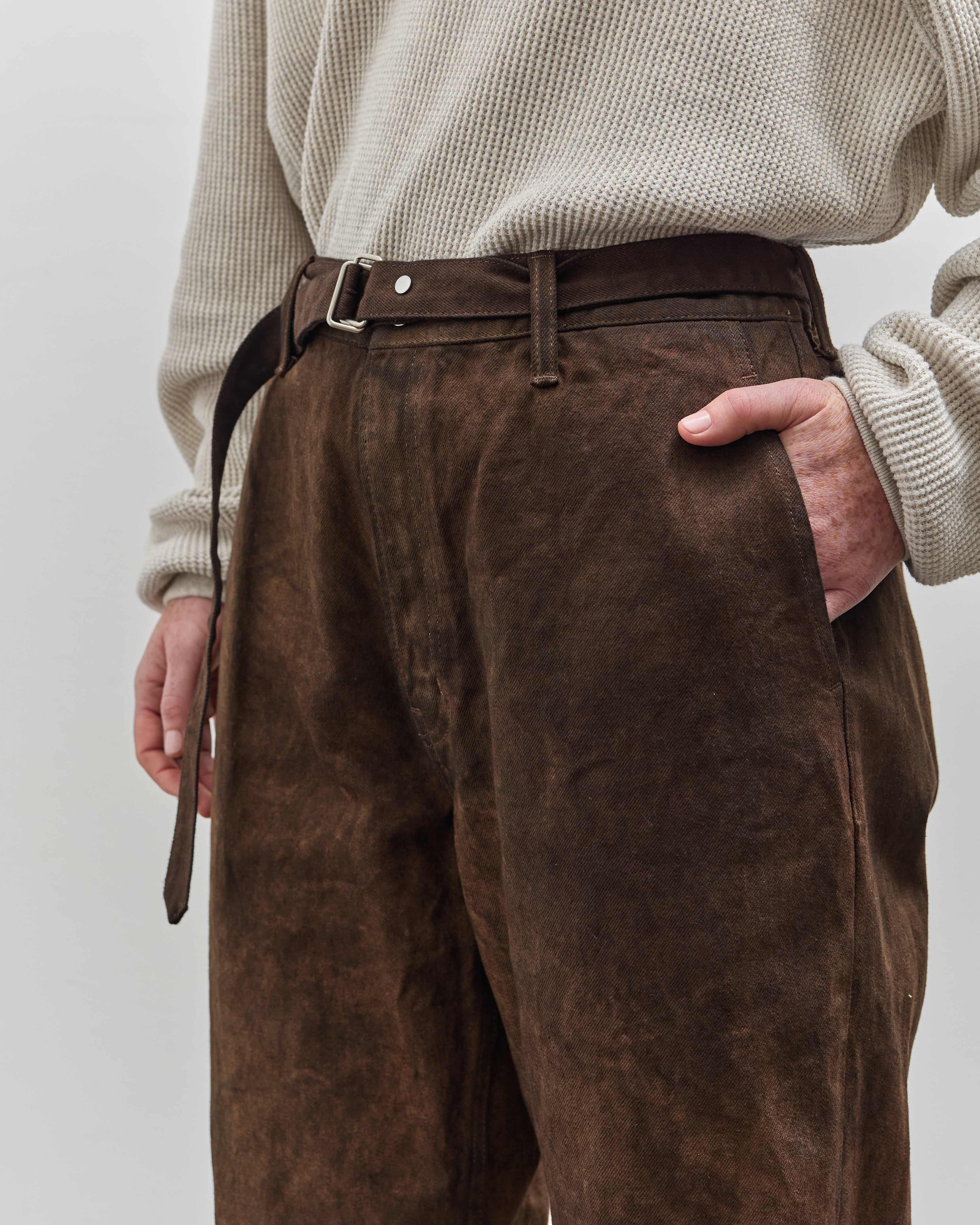 24ss YOKO SAKAMOTO DENIM TROUSERS (柿渋) Yoko Sakamoto Denim Wide Trouser, Kakishibu – Glasswing