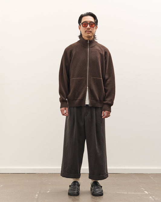 Yoko Sakamoto Double Pleated Cropped Trousers, Brown