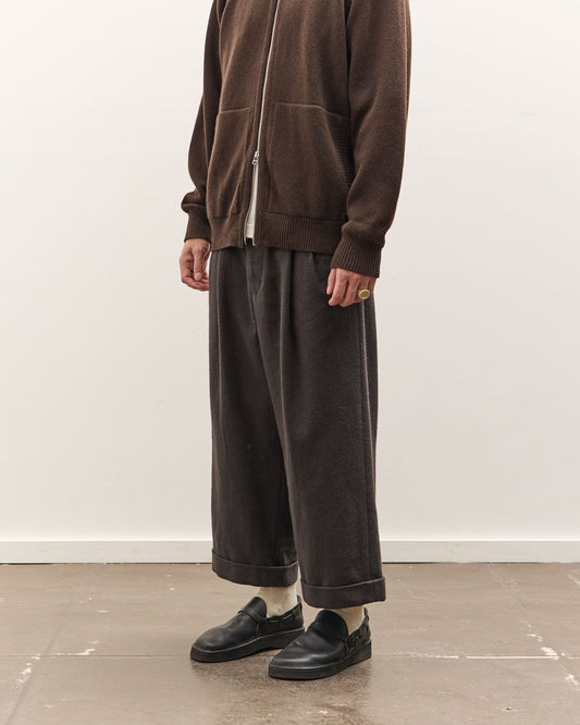 Yoko Sakamoto Double Pleated Cropped Trousers, Brown
