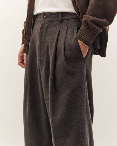 Yoko Sakamoto Double Pleated Cropped Trousers, Brown