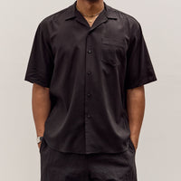 Yoko Sakamoto Open Collar S/S Shirt, Black