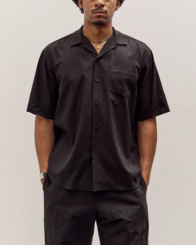 Yoko Sakamoto Open Collar S/S Shirt, Black