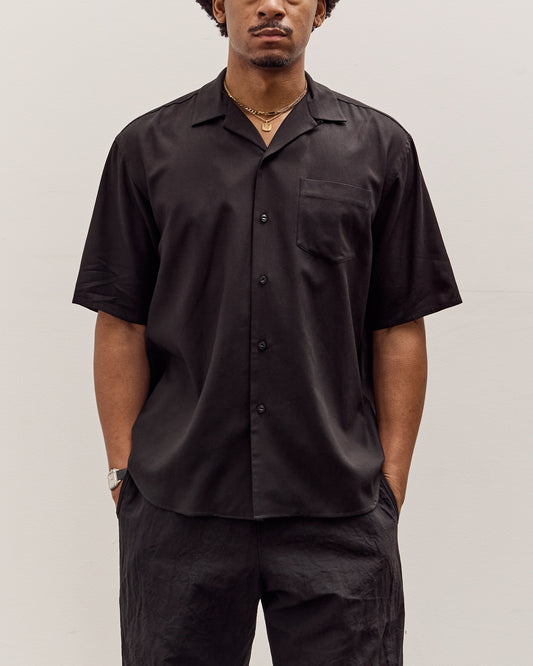 Yoko Sakamoto Open Collar S/S Shirt, Black