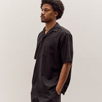 Yoko Sakamoto Open Collar S/S Shirt, Black