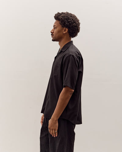Yoko Sakamoto Open Collar S/S Shirt, Black