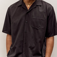 Yoko Sakamoto Open Collar S/S Shirt, Black
