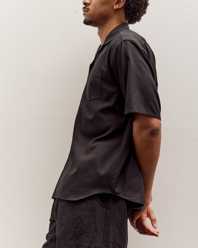 Yoko Sakamoto Open Collar S/S Shirt, Black