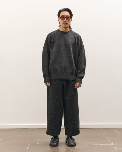 Yoko Sakamoto Raglan Crew Neck Knit, Charcoal Gray