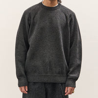 Yoko Sakamoto Raglan Crew Neck Knit, Charcoal Gray