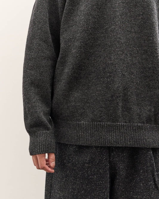 Yoko Sakamoto Raglan Crew Neck Knit, Charcoal Gray