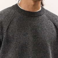 Yoko Sakamoto Raglan Crew Neck Knit, Charcoal Gray