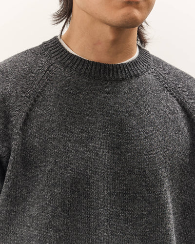 Yoko Sakamoto Raglan Crew Neck Knit, Charcoal Gray