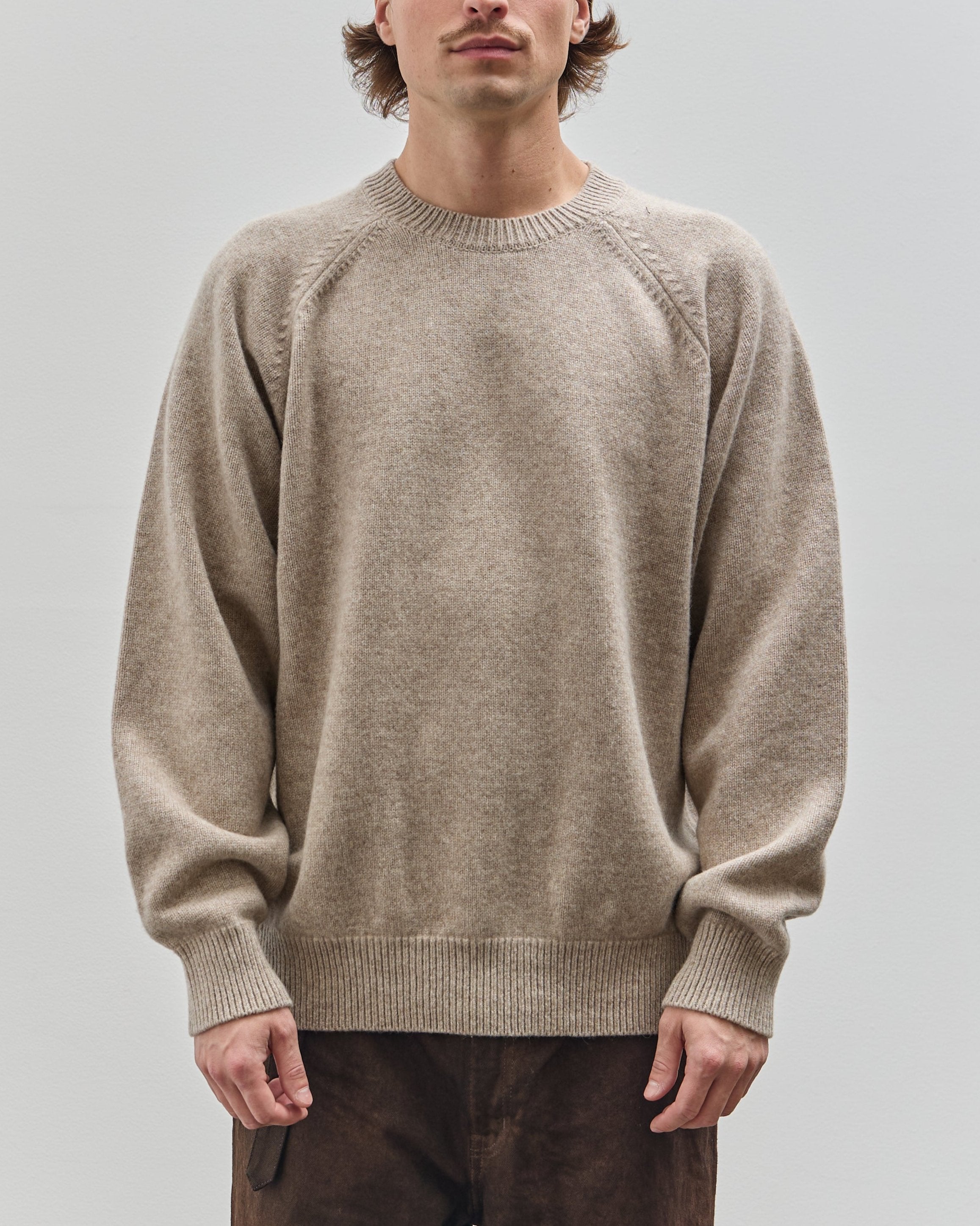 Yoko Sakamoto Unisex Raglan Crewneck Knit, Beige – Glasswing