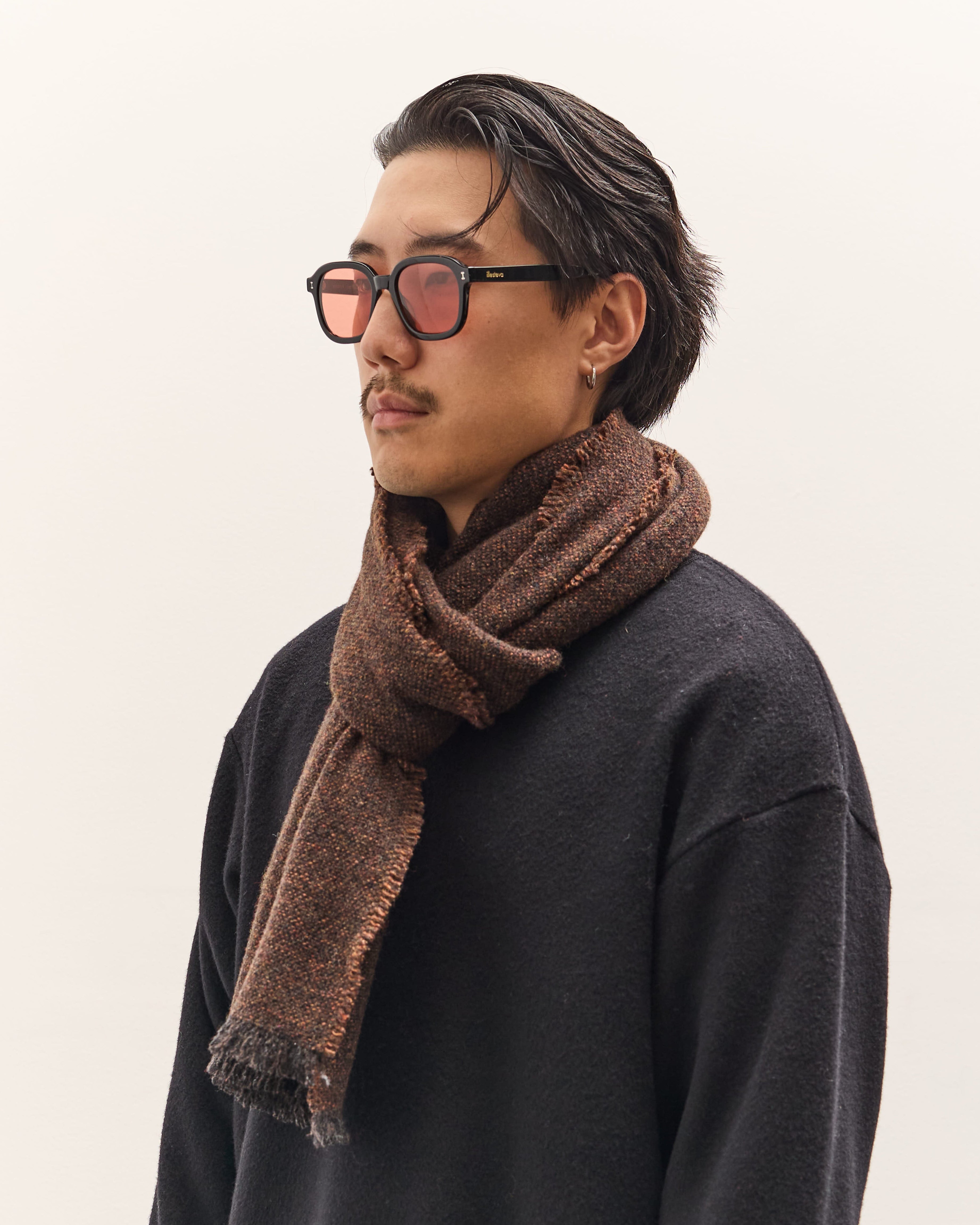 小物 YOKO SAKAMOTO WOOL LONG SCARF Yoko Sakamoto Wool Long Scarf, Brown – Glasswing