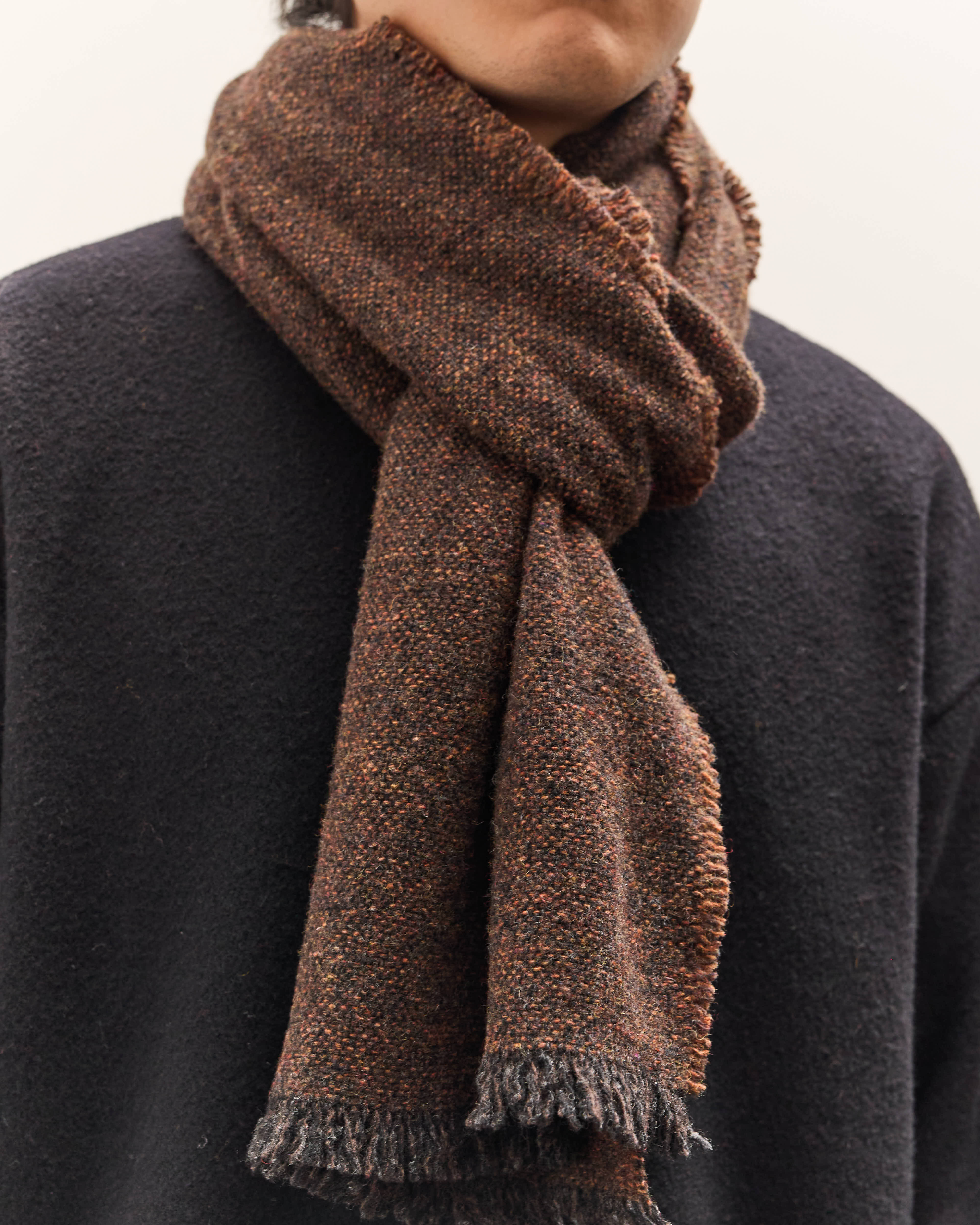 小物 YOKO SAKAMOTO WOOL LONG SCARF Yoko Sakamoto Wool Long Scarf, Brown – Glasswing