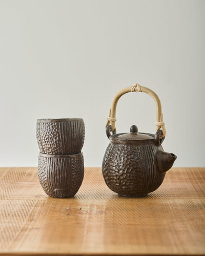 Yuriko Bullock Wood-Fired Tea Set, Lotus Pod