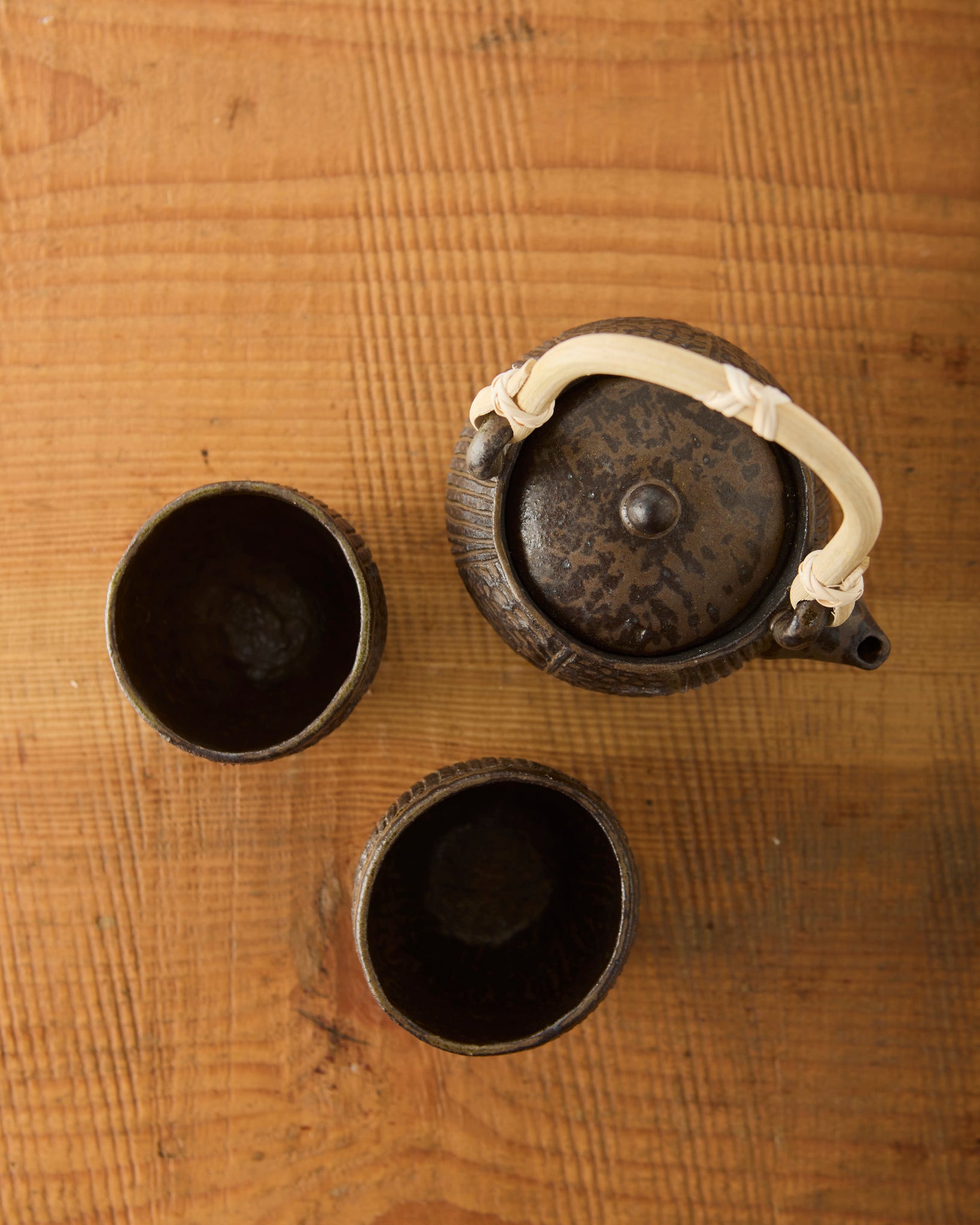 Yuriko Bullock Wood-Fired Tea Set, Lotus Pod