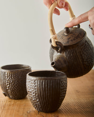 Yuriko Bullock Wood-Fired Tea Set, Lotus Pod