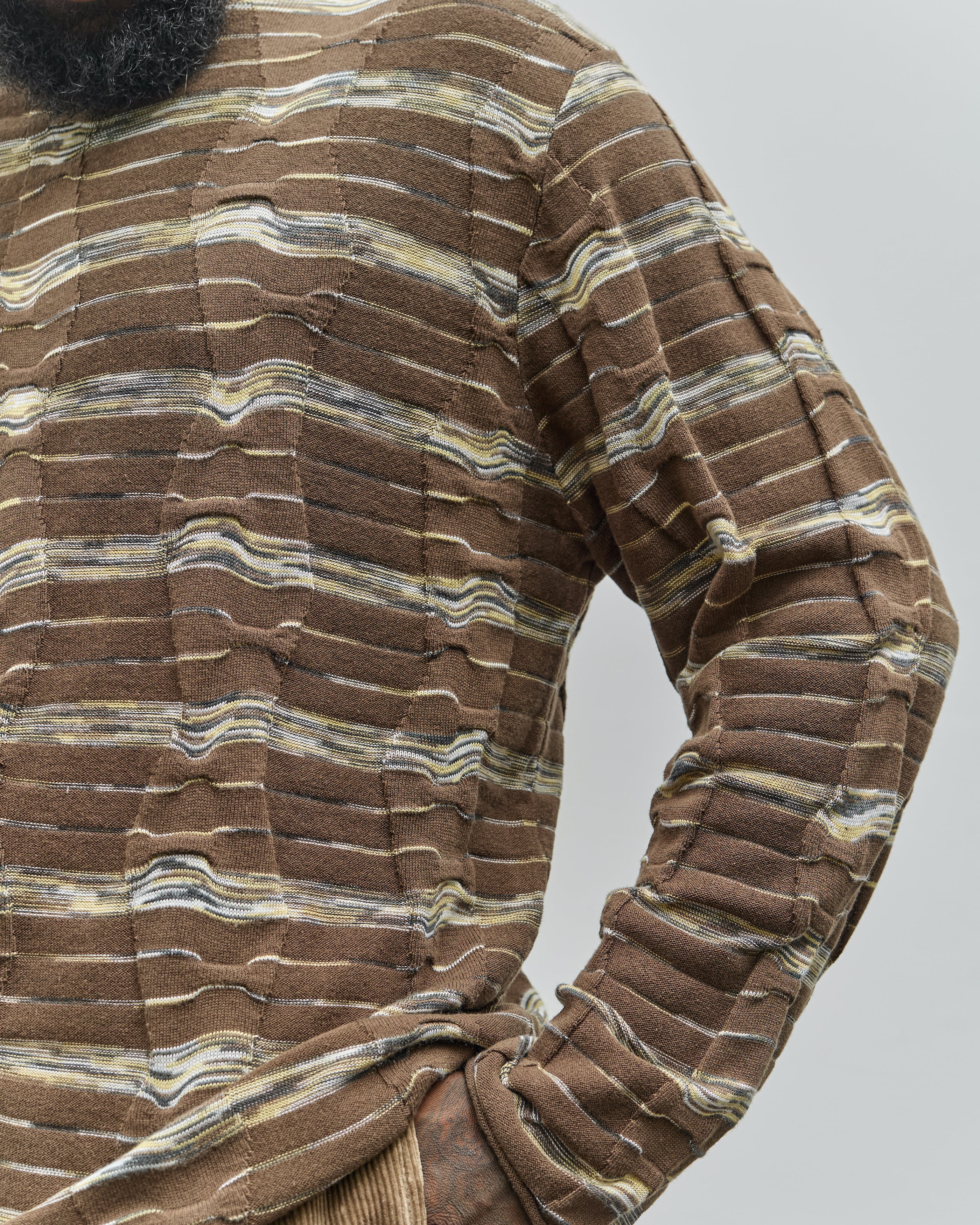 【BRAIN DEAD】SPACE DYE LONG SLEEVE MOCK NECK SWEATER BROWN Space Dye Mock Neck Sweater - Brown Multi – Brain Dead