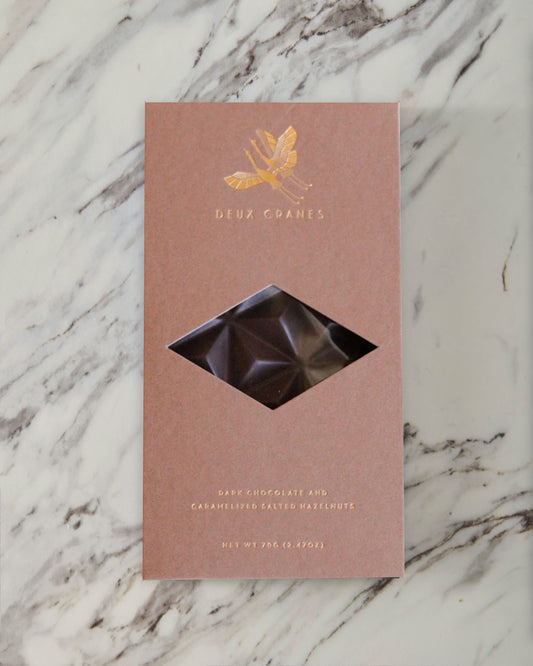 Deux Cranes 70% Dark Chocolate With Caramelized Salted Hazelnuts (Dairy Free)