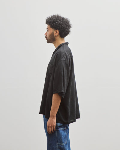 Kapital Soft Linen Open Collar Big Shirt, Black